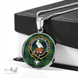 Scottish Lauder Modern Clan Tartan Circle Necklace - Crest Classic Scottish Plaid Tartan Plaid
