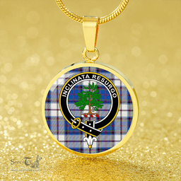 Scottish Cooper Dress Modern Clan Tartan Circle Necklace - Crest Classic Scottish Plaid Tartan Plaid