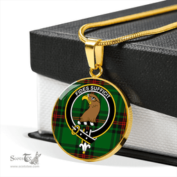 Scottish Halkett Clan Tartan Circle Necklace - Crest Classic Scottish Plaid Tartan Plaid
