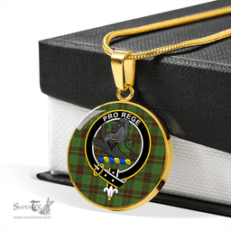 Scottish MacFie Hunting (MacPhee Hunting) Ancient Clan Tartan Circle Necklace - Crest Classic Scottish Plaid Tartan Plaid