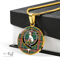 Scottish Hunter Old (Michael Old) Ancient Clan Tartan Circle Necklace - Crest Classic Scottish Plaid Tartan Plaid