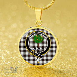 Scottish Hogg Modern Clan Tartan Circle Necklace - Crest Classic Scottish Plaid Tartan Plaid