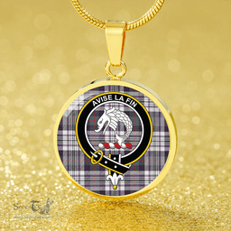 Scottish Kennedy Dress Weathered Clan Tartan Circle Necklace - Crest Classic Scottish Plaid Tartan Plaid