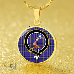Scottish Jackson Modern Clan Tartan Circle Necklace - Crest Classic Scottish Plaid Tartan Plaid