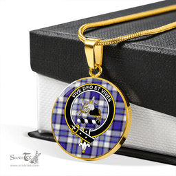 Scottish Craig Paisley (Craigie Paisley) Modern Clan Tartan Circle Necklace - Crest Classic Scottish Plaid Tartan Plaid