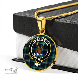 Scottish Forbes Modern Clan Tartan Circle Necklace - Crest Classic Scottish Plaid Tartan Plaid