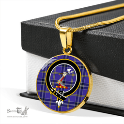 Scottish Jackson Modern Clan Tartan Circle Necklace - Crest Classic Scottish Plaid Tartan Plaid