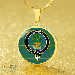 Scottish Hamilton Hunting Ancient Clan Tartan Circle Necklace - Crest Classic Scottish Plaid Tartan Plaid