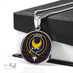 Scottish Durie Clan Tartan Circle Necklace - Crest Classic Scottish Plaid Tartan Plaid