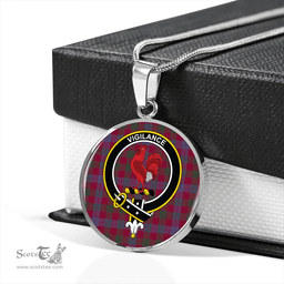 Scottish Laing Artefact (Lang Artefact) Modern Clan Tartan Circle Necklace - Crest Classic Scottish Plaid Tartan Plaid