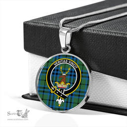 Scottish Keith (Austin) Ancient Clan Tartan Circle Necklace - Crest Classic Scottish Plaid Tartan Plaid