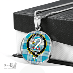 Scottish Lennox Dress Turquoise Clan Tartan Circle Necklace - Crest Classic Scottish Plaid Tartan Plaid