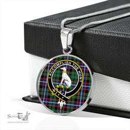 Scottish Hunter #2 (Michael #2) Modern Clan Tartan Circle Necklace - Crest Classic Scottish Plaid Tartan Plaid