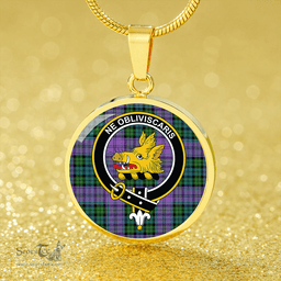 Scottish Campbell 42nd Dress Balhousie Ancient 2 Clan Tartan Circle Necklace - Crest Classic Scottish Plaid Tartan Plaid