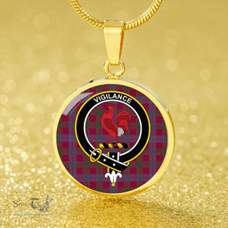 Scottish Laing Artefact (Lang Artefact) Modern Clan Tartan Circle Necklace - Crest Classic Scottish Plaid Tartan Plaid
