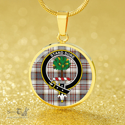 Scottish Anderson Arisaid Ancient Clan Tartan Circle Necklace - Crest Classic Scottish Plaid Tartan Plaid