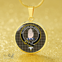 Scottish Lamont Heather Modern Clan Tartan Circle Necklace - Crest Classic Scottish Plaid Tartan Plaid