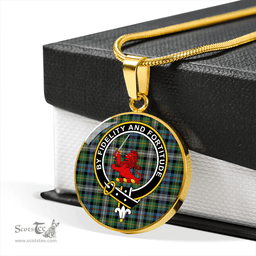 Scottish Farquharson Dress Ancient Clan Tartan Circle Necklace - Crest Classic Scottish Plaid Tartan Plaid