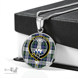 Scottish Malcolm Dress Variant Modern Clan Tartan Circle Necklace - Crest Classic Scottish Plaid Tartan Plaid