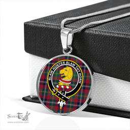Scottish Forrester Modern Clan Tartan Circle Necklace - Crest Classic Scottish Plaid Tartan Plaid