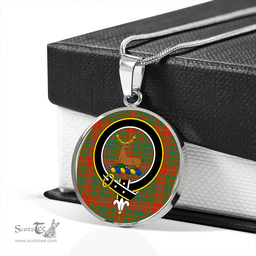 Scottish Fulton 1982 Ancient Clan Tartan Circle Necklace - Crest Classic Scottish Plaid Tartan Plaid