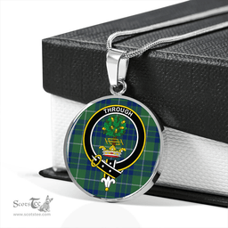 Scottish Hamilton Hunting Modern Clan Tartan Circle Necklace - Crest Classic Scottish Plaid Tartan Plaid