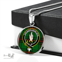 Scottish Logie Clan Tartan Circle Necklace - Crest Classic Scottish Plaid Tartan Plaid