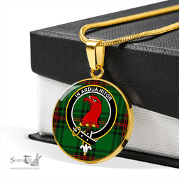 Scottish Halkerston Clan Tartan Circle Necklace - Crest Classic Scottish Plaid Tartan Plaid