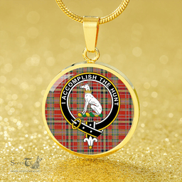 Scottish Hunter 1775 (Michael 1775) Modern Clan Tartan Circle Necklace - Crest Classic Scottish Plaid Tartan Plaid
