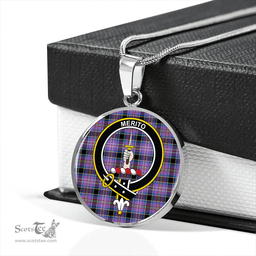 Scottish Dunlop #2 Ancient Clan Tartan Circle Necklace - Crest Classic Scottish Plaid Tartan Plaid