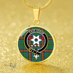 Scottish Jardine Dress Ancient Clan Tartan Circle Necklace - Crest Classic Scottish Plaid Tartan Plaid