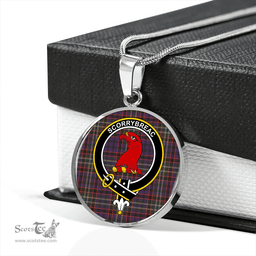Scottish MacNicol Hunting Weathered Clan Tartan Circle Necklace - Crest Classic Scottish Plaid Tartan Plaid