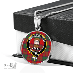 Scottish MacNab #2 Modern Clan Tartan Circle Necklace - Crest Classic Scottish Plaid Tartan Plaid