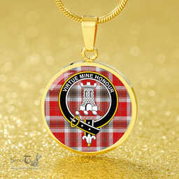 Scottish MacLean of Duart Dress Red Modern Clan Tartan Circle Necklace - Crest Classic Scottish Plaid Tartan Plaid