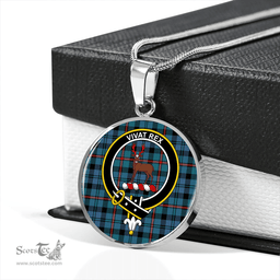 Scottish MacCorquodale Ancient Clan Tartan Circle Necklace - Crest Classic Scottish Plaid Tartan Plaid