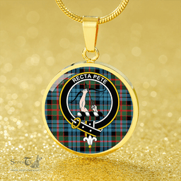 Scottish Fletcher of Dunans Clan Tartan Circle Necklace - Crest Classic Scottish Plaid Tartan Plaid