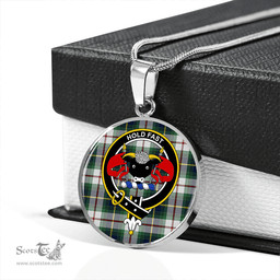 Scottish MacLeod of California Modern Clan Tartan Circle Necklace - Crest Classic Scottish Plaid Tartan Plaid