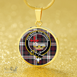 Scottish MacDonald Dress (Donald Dress) Clan Tartan Circle Necklace - Crest Classic Scottish Plaid Tartan Plaid