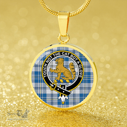 Scottish MacPherson Dress Royal Blue #2 Ancient Clan Tartan Circle Necklace - Crest Classic Scottish Plaid Tartan Plaid