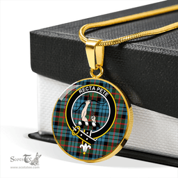 Scottish Fletcher of Dunans Clan Tartan Circle Necklace - Crest Classic Scottish Plaid Tartan Plaid