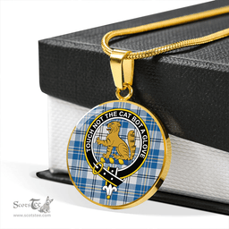 Scottish MacPherson Dress Royal Blue #2 Ancient Clan Tartan Circle Necklace - Crest Classic Scottish Plaid Tartan Plaid