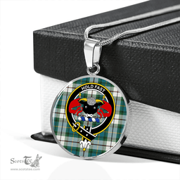 Scottish MacLeod Dress Special Ancient Clan Tartan Circle Necklace - Crest Classic Scottish Plaid Tartan Plaid