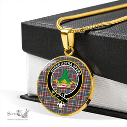 Scottish Gayre Bodyguard #2 Weathered Clan Tartan Circle Necklace - Crest Classic Scottish Plaid Tartan Plaid