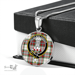 Scottish MacLean Dress (Lumsden) Modern Clan Tartan Circle Necklace - Crest Classic Scottish Plaid Tartan Plaid
