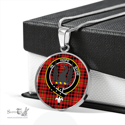 Scottish MacIan Modern Clan Tartan Circle Necklace - Crest Classic Scottish Plaid Tartan Plaid