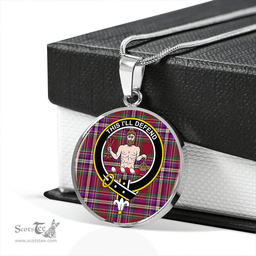 Scottish MacFarlane Lord Lyon sett Modern Clan Tartan Circle Necklace - Crest Classic Scottish Plaid Tartan Plaid