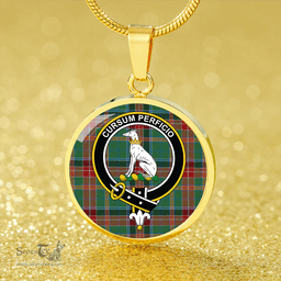 Scottish Hunter Old Modern Clan Tartan Circle Necklace - Crest Classic Scottish Plaid Tartan Plaid