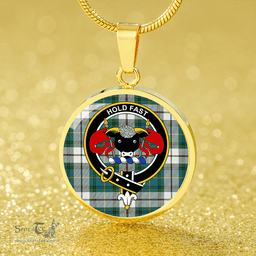 Scottish MacLeod Dress Special Ancient Clan Tartan Circle Necklace - Crest Classic Scottish Plaid Tartan Plaid