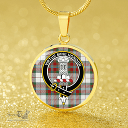 Scottish MacLean Dress (Lumsden) Modern Clan Tartan Circle Necklace - Crest Classic Scottish Plaid Tartan Plaid