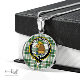 Scottish MacGregor Dress Green (Gregor Dress Green) Ancient Clan Tartan Circle Necklace - Crest Classic Scottish Plaid Tartan Plaid